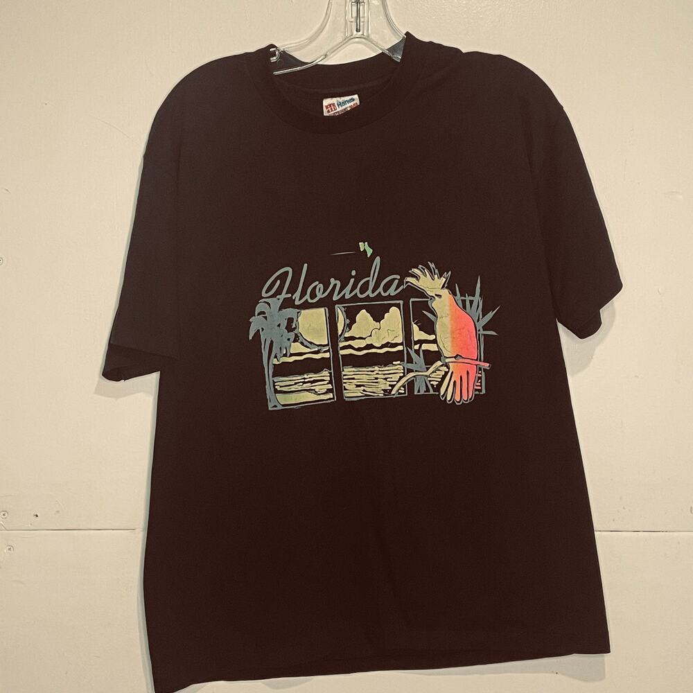 Vintage Florida graphic t-shirt neon colors single stitch on Hanes shirt Large